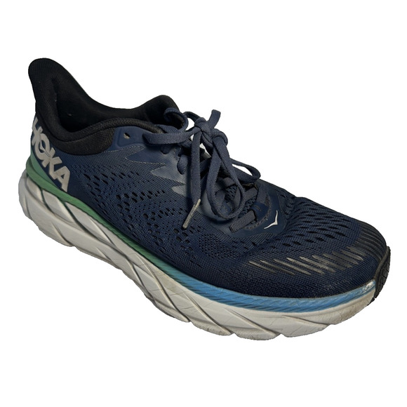 Hoka One One Clifton 6 Men’s Running Shoes Size 8.5 Blue Green Road Sneakers - Picture 2 of 8